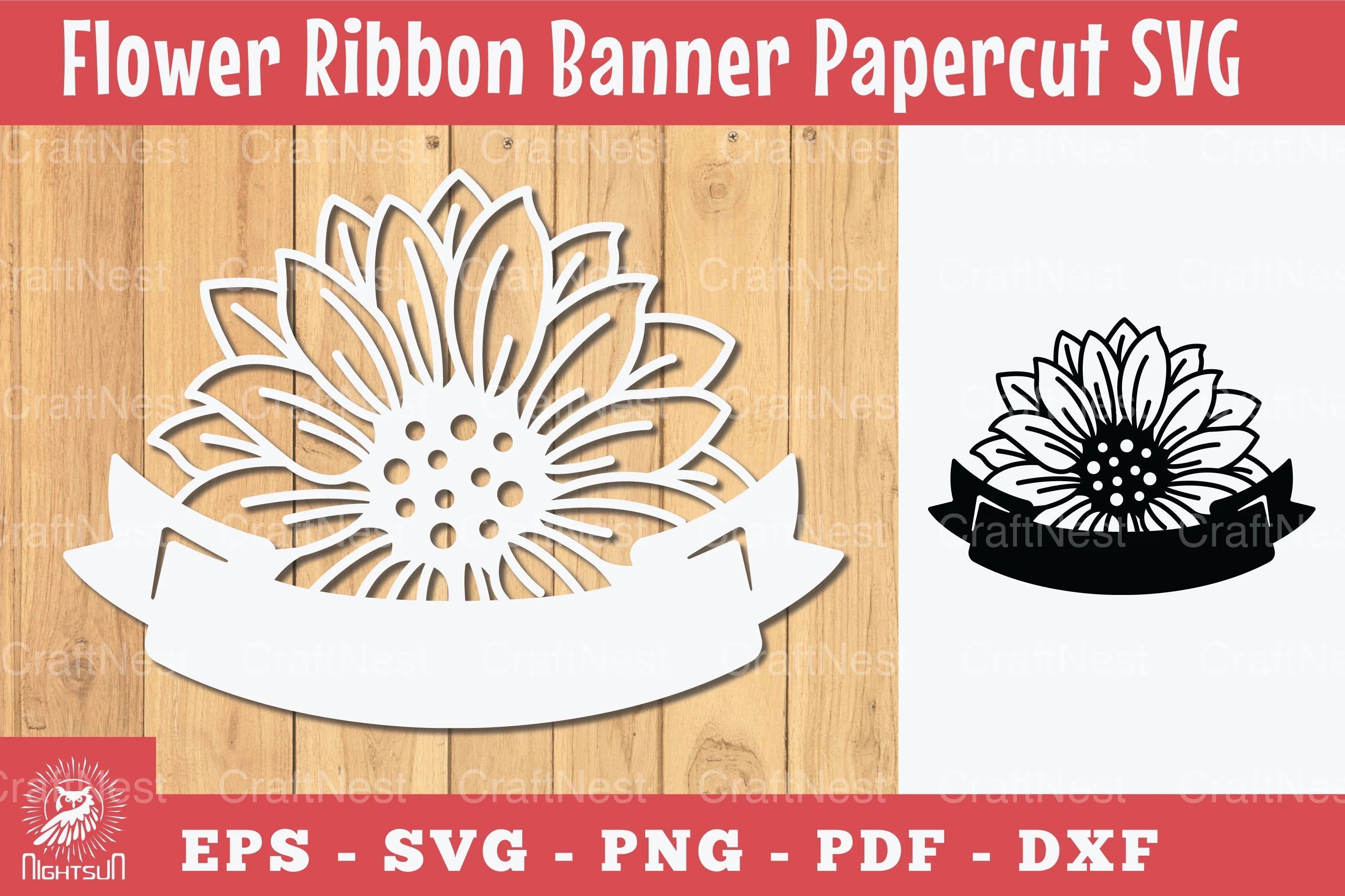 Flowers Ribbon Banner Papercut Clipart Bundle - CraftNest - Digital Crafting and Art