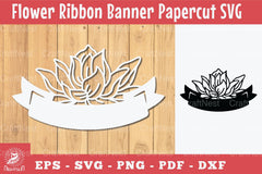 Flowers Ribbon Banner Papercut Clipart Bundle - CraftNest - Digital Crafting and Art