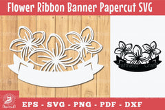 Flowers Ribbon Banner Papercut Clipart Bundle - CraftNest - Digital Crafting and Art