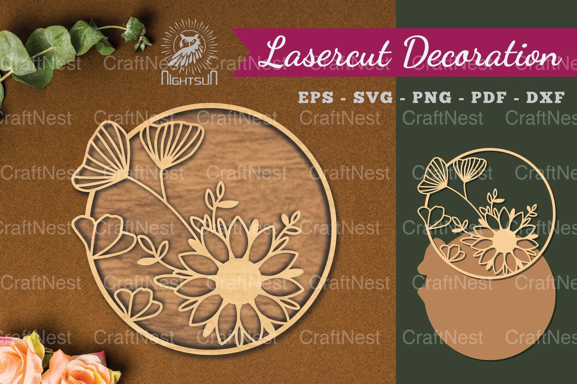 Flowers Round Laser Cut Decoration Clipart Bundle - CraftNest - Digital Crafting and Art