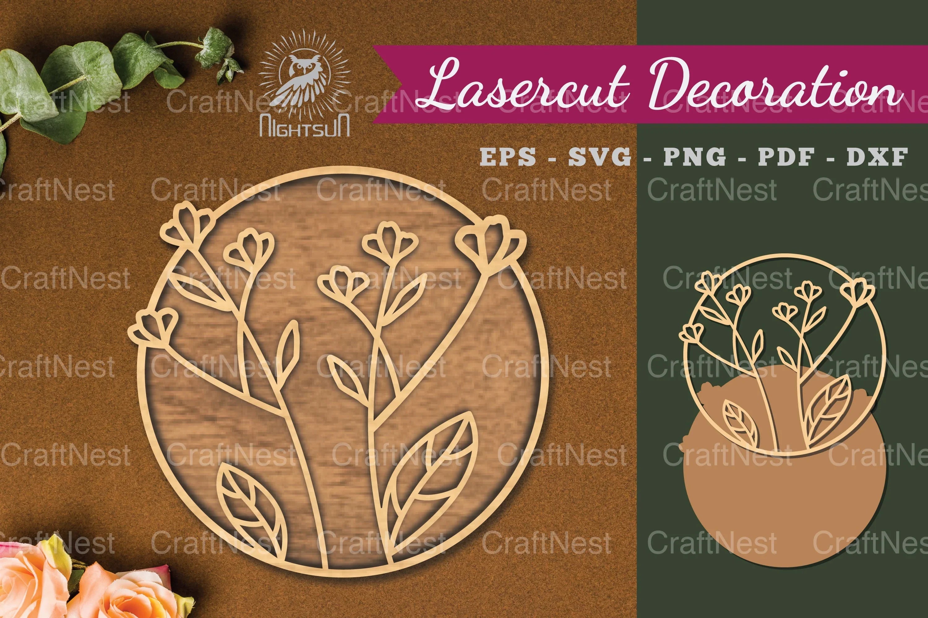 Flowers Round Laser Cut Decoration Clipart Bundle - CraftNest - Digital Crafting and Art