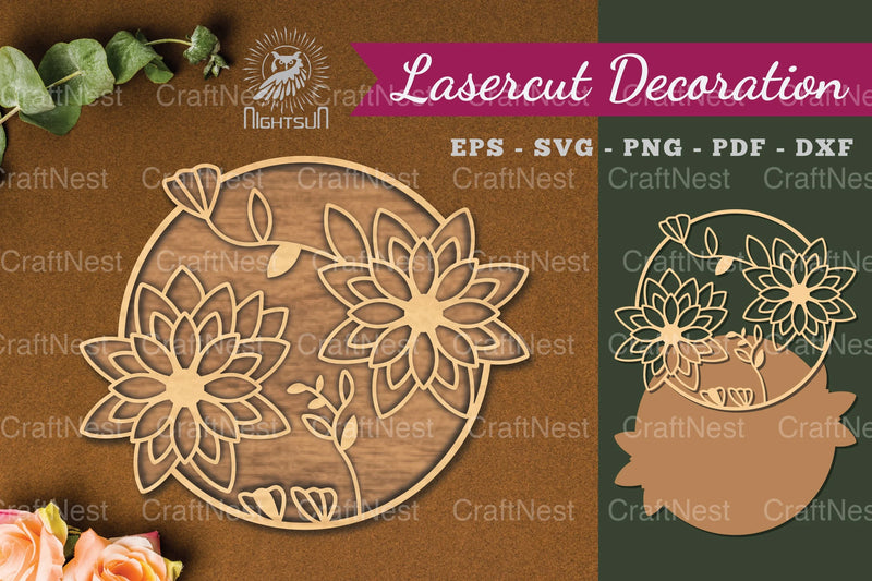 Flowers Round Laser Cut Decoration Clipart Bundle - CraftNest - Digital Crafting and Art