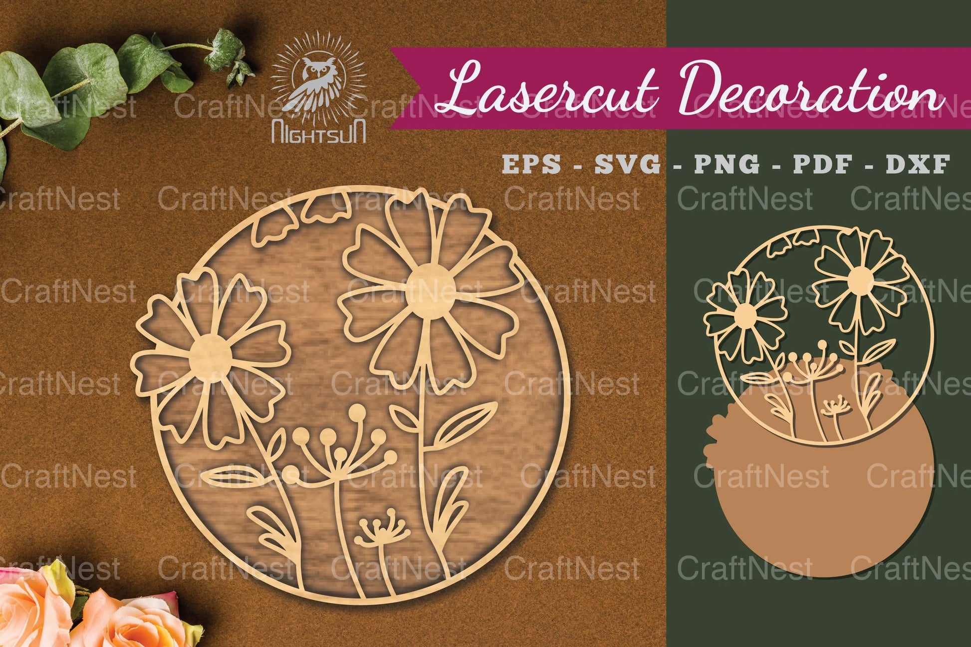 Flowers Round Laser Cut Decoration Clipart Bundle - CraftNest - Digital Crafting and Art