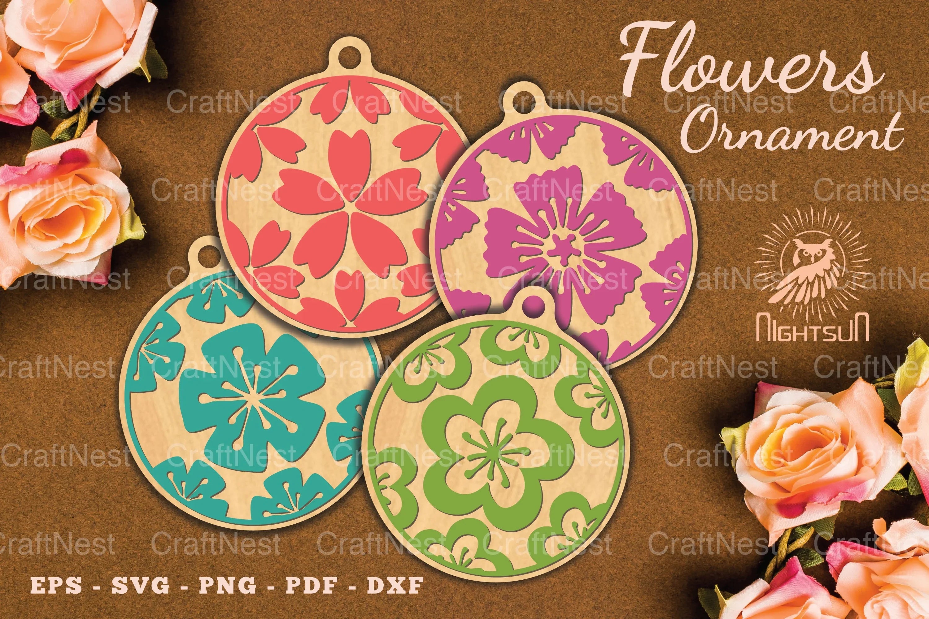3890 Flowers Round Ornament Clipart Bundle - CraftNest - Digital Crafting and Art