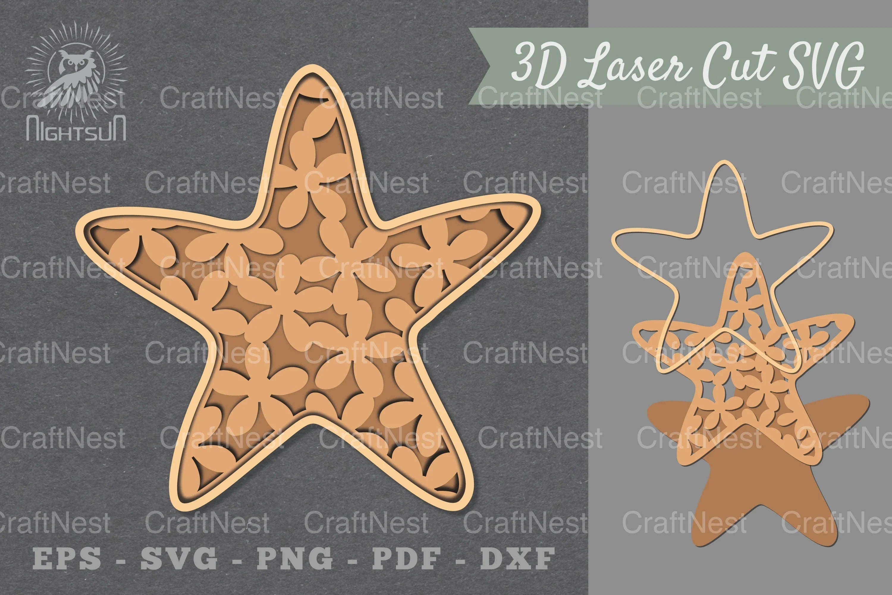 Starfish Flowers Lasercut Decoration Clipart Bundle - CraftNest - Digital Crafting and Art