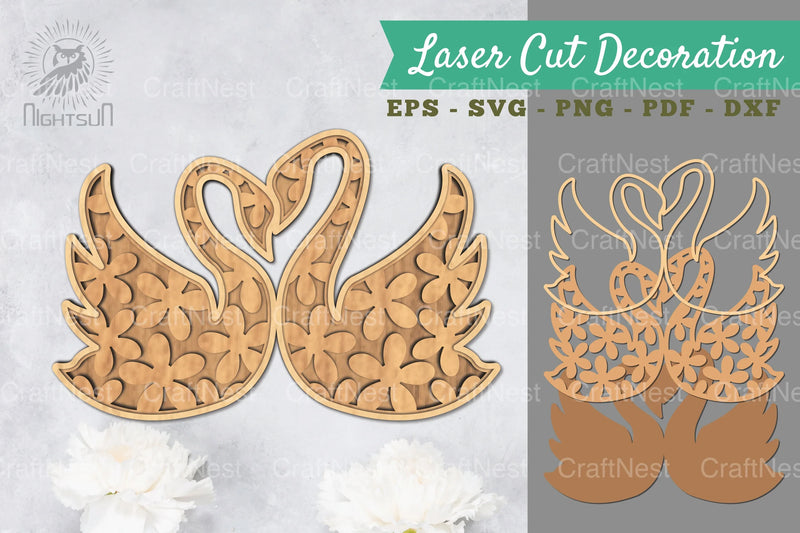Swan 3D Lasercut Decoration Flowers Clipart Bundle - CraftNest - Digital Crafting and Art