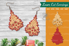 Flowers Tree Laser Cut Earrings Bundle - CraftNest - Digital Crafting and Art