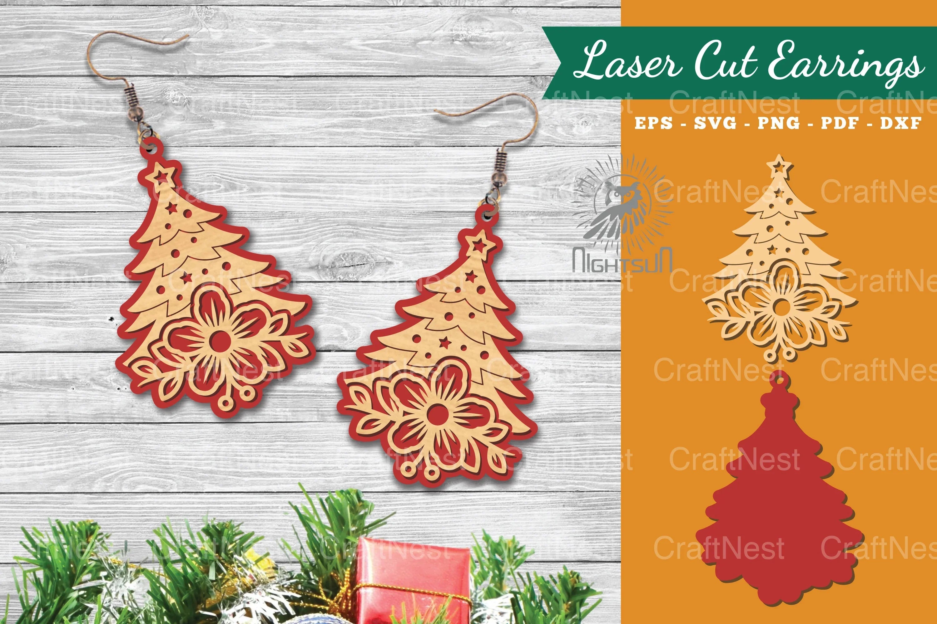 Flowers Tree Laser Cut Earrings Bundle - CraftNest - Digital Crafting and Art