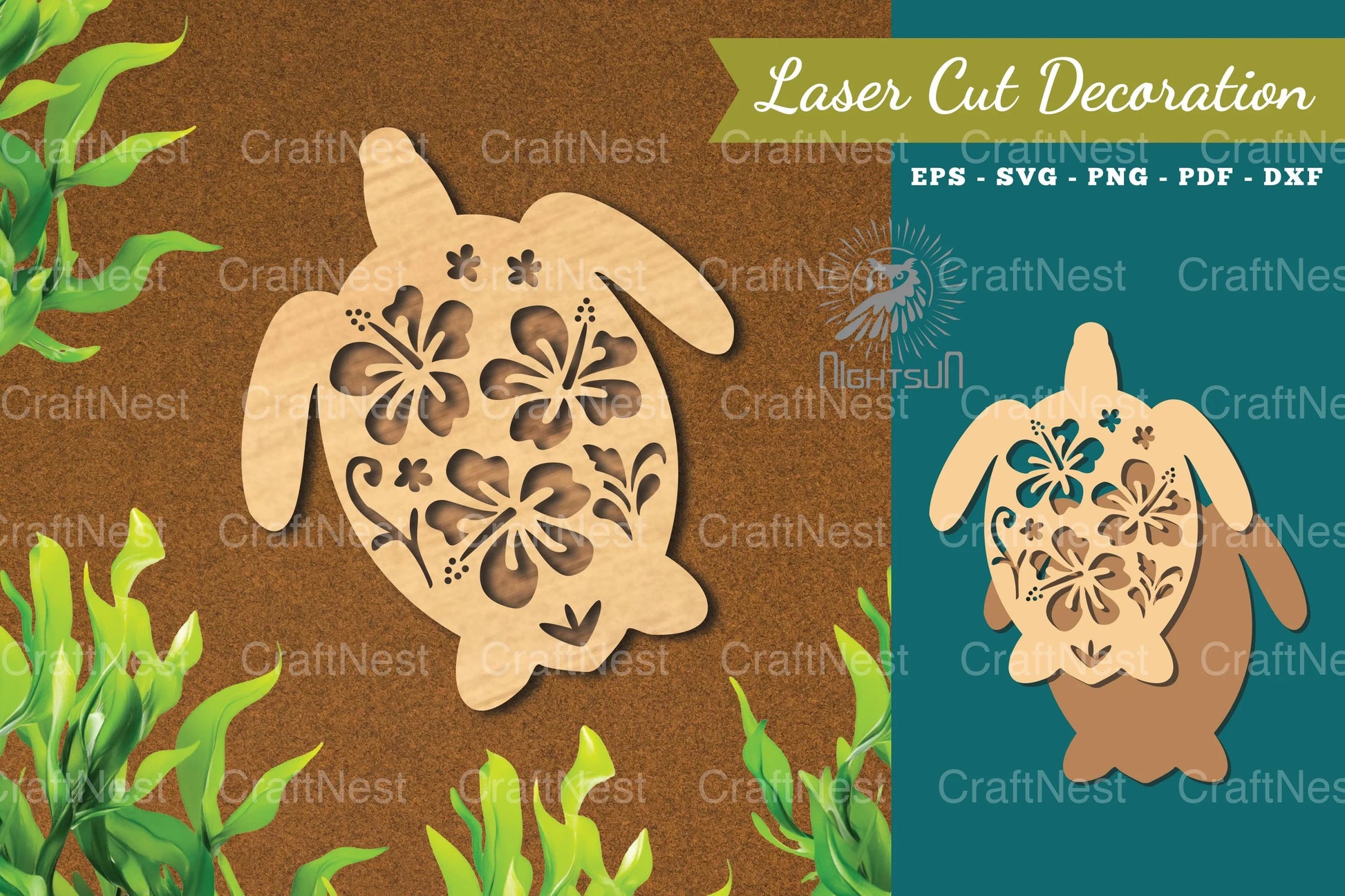 Turtle Flowers Laser Cut Decoration Clipart Bundle - CraftNest - Digital Crafting and Art