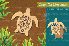 Turtle Flowers Laser Cut Decoration Clipart Bundle - CraftNest - Digital Crafting and Art