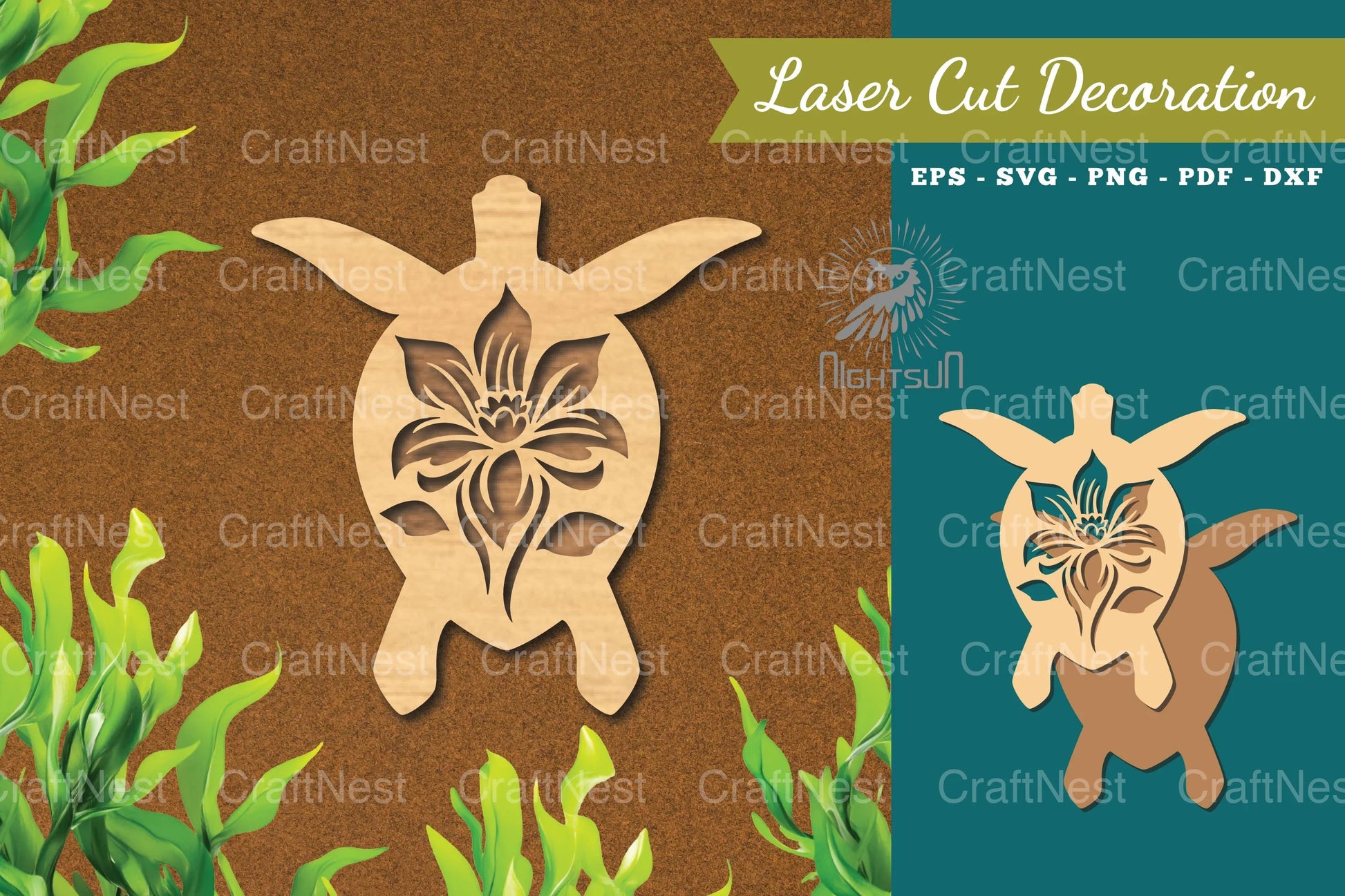 Turtle Flowers Laser Cut Decoration Clipart Bundle - CraftNest - Digital Crafting and Art