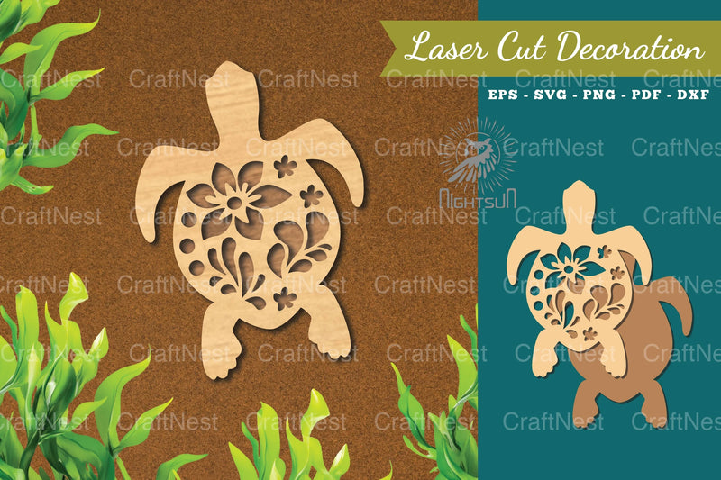 Turtle Flowers Laser Cut Decoration Clipart Bundle - CraftNest - Digital Crafting and Art
