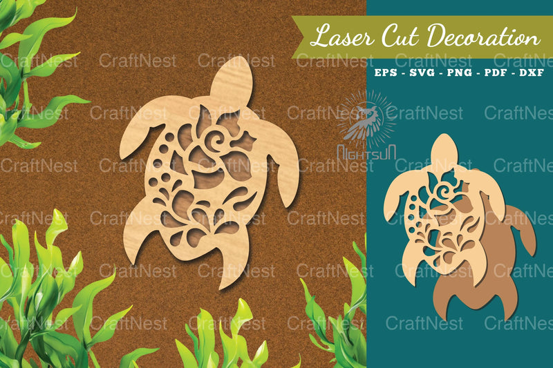 Turtle Flowers Laser Cut Decoration Bundle - CraftNest - Digital Crafting and Art