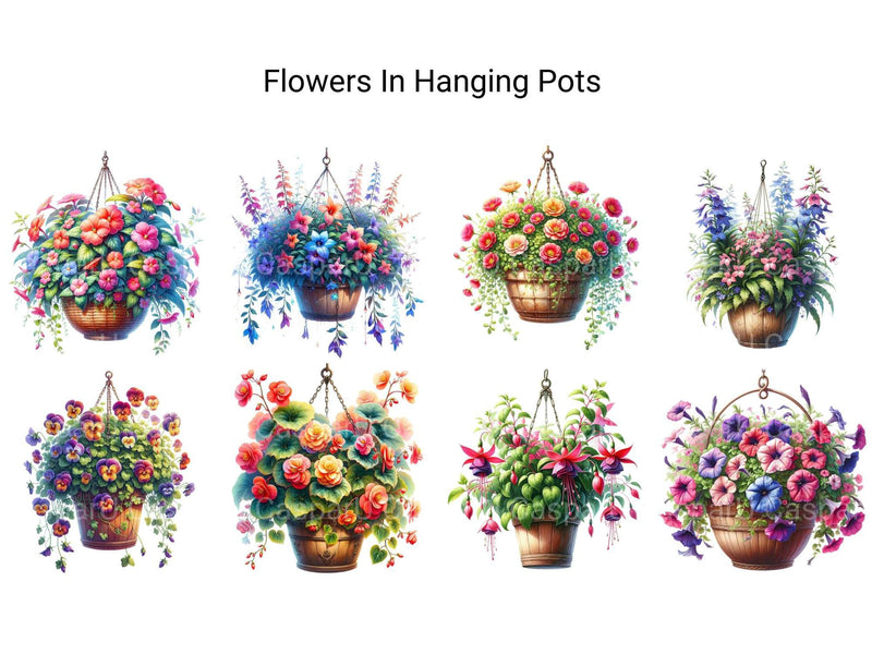 Flowers in Hanging Pots - CraftNest - Digital Crafting and Art