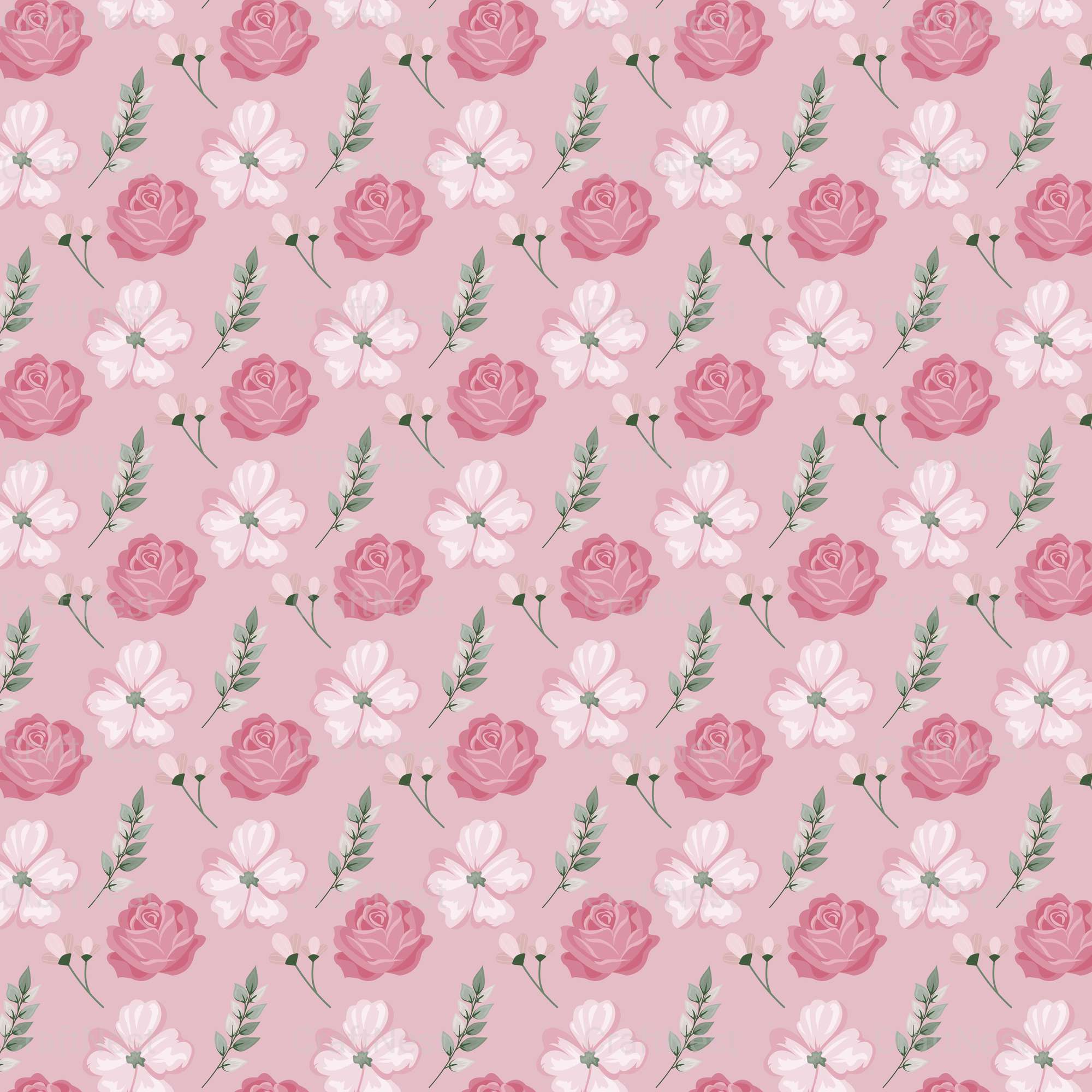 Watercolor Flowers Seamless Digital Paper - CraftNest - Digital Crafting and Art