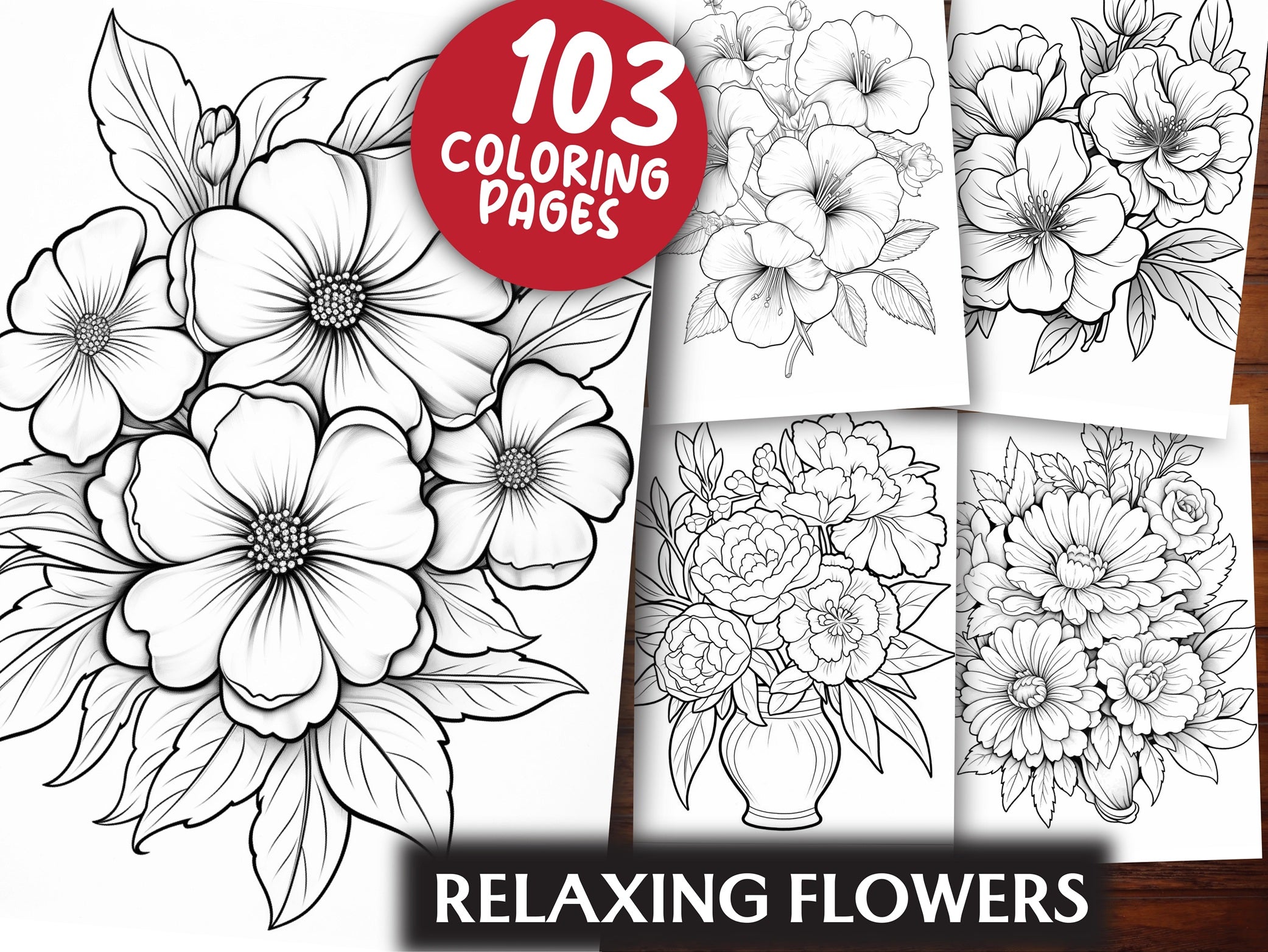 Relaxing Flowers Coloring Book - CraftNest - Digital Crafting and Art