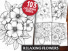 Relaxing Flowers Coloring Book