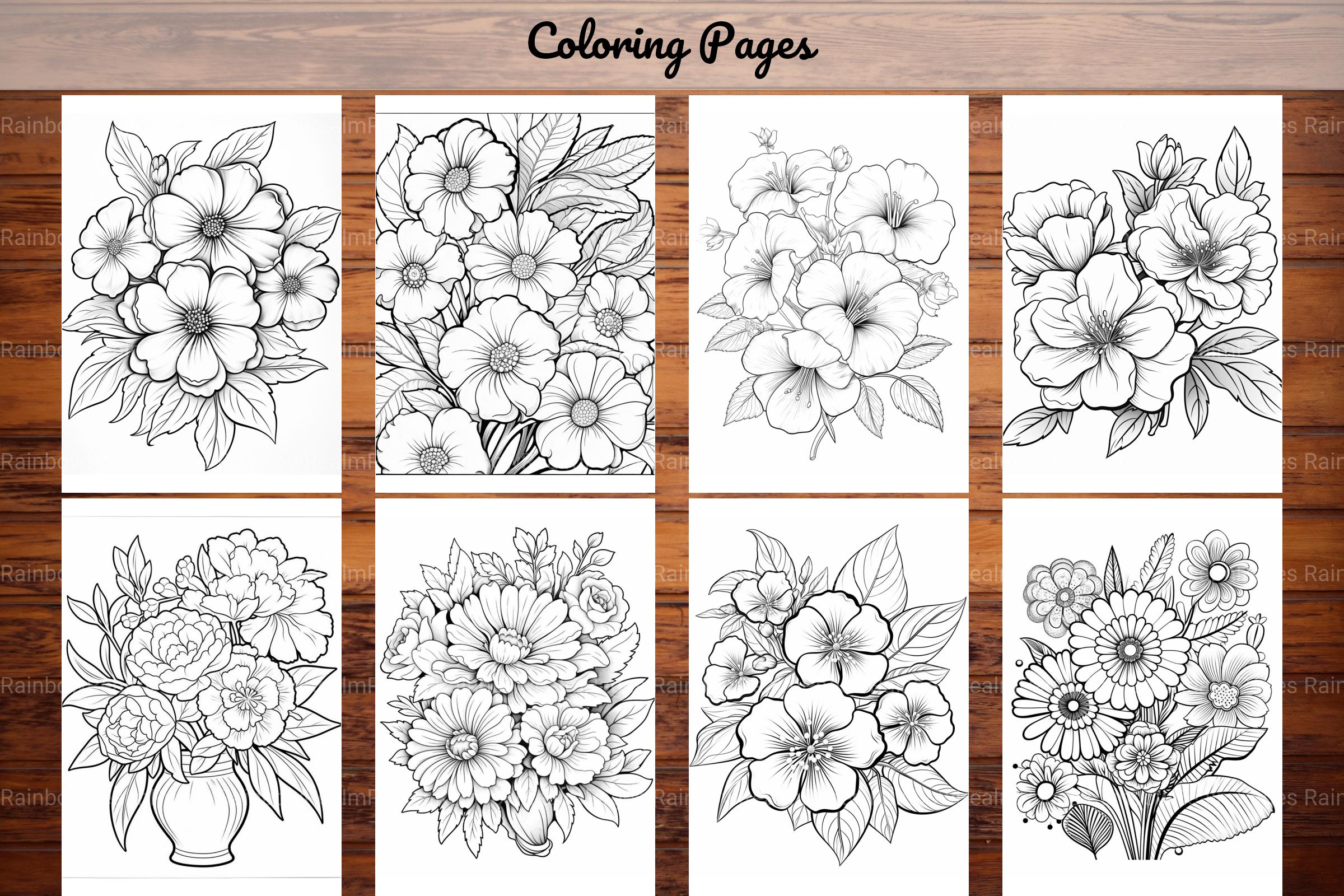 Relaxing Flowers Coloring Book - CraftNest - Digital Crafting and Art