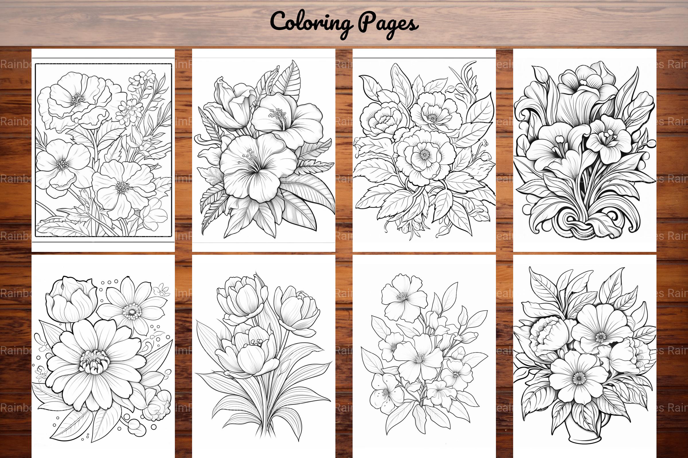 Relaxing Flowers Coloring Book - CraftNest - Digital Crafting and Art