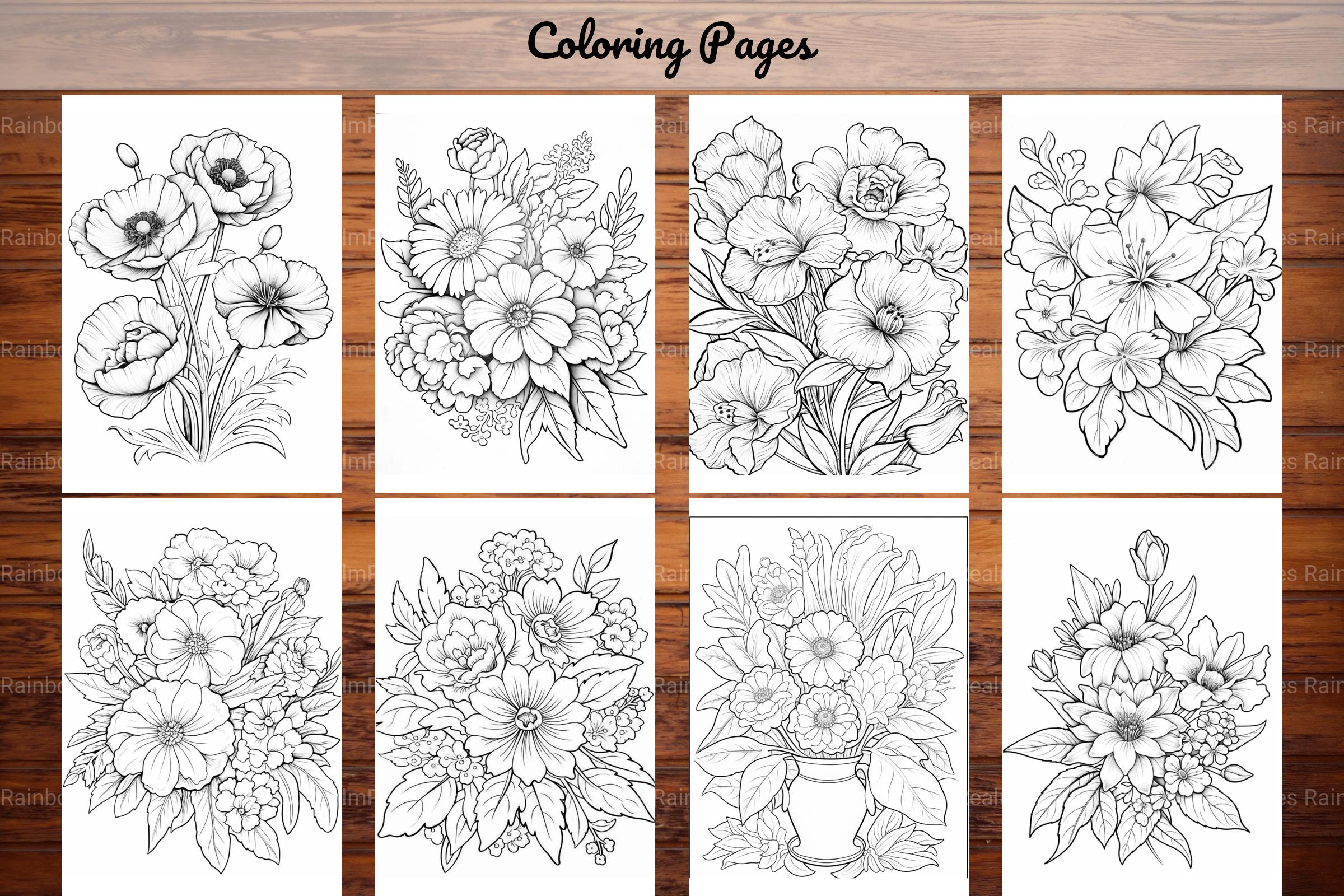 Relaxing Flowers Coloring Book - CraftNest - Digital Crafting and Art