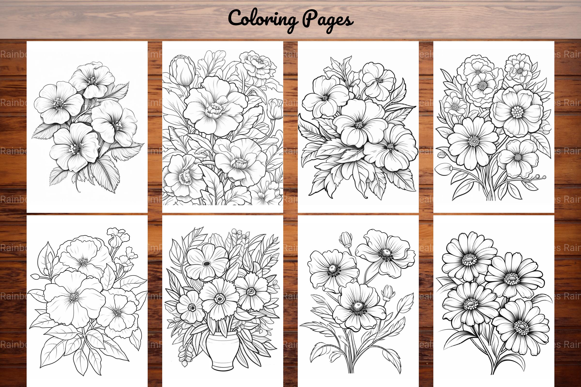 Relaxing Flowers Coloring Book - CraftNest - Digital Crafting and Art