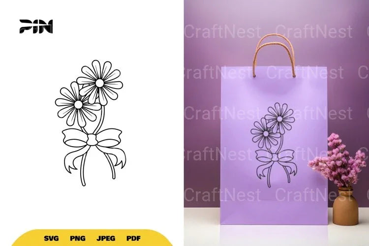 Flowers and Bow SVG Bundle - CraftNest - Digital Crafting and Art