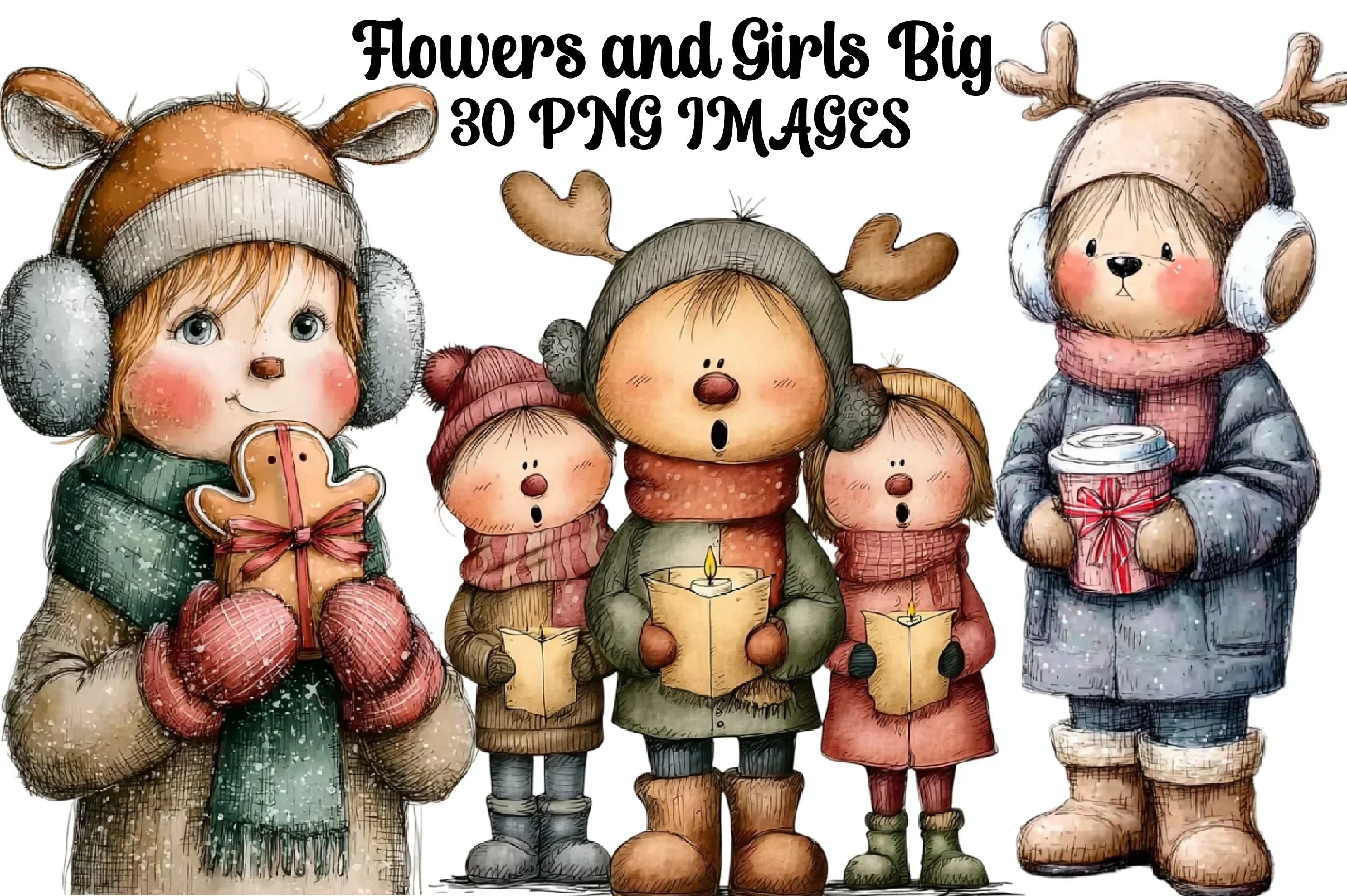 Flowers and Girls Clipart Bundle - CraftNest - Digital Crafting and Art