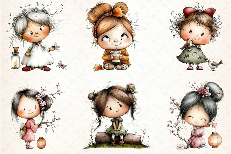 Flowers and Girls Clipart Bundle - CraftNest - Digital Crafting and Art
