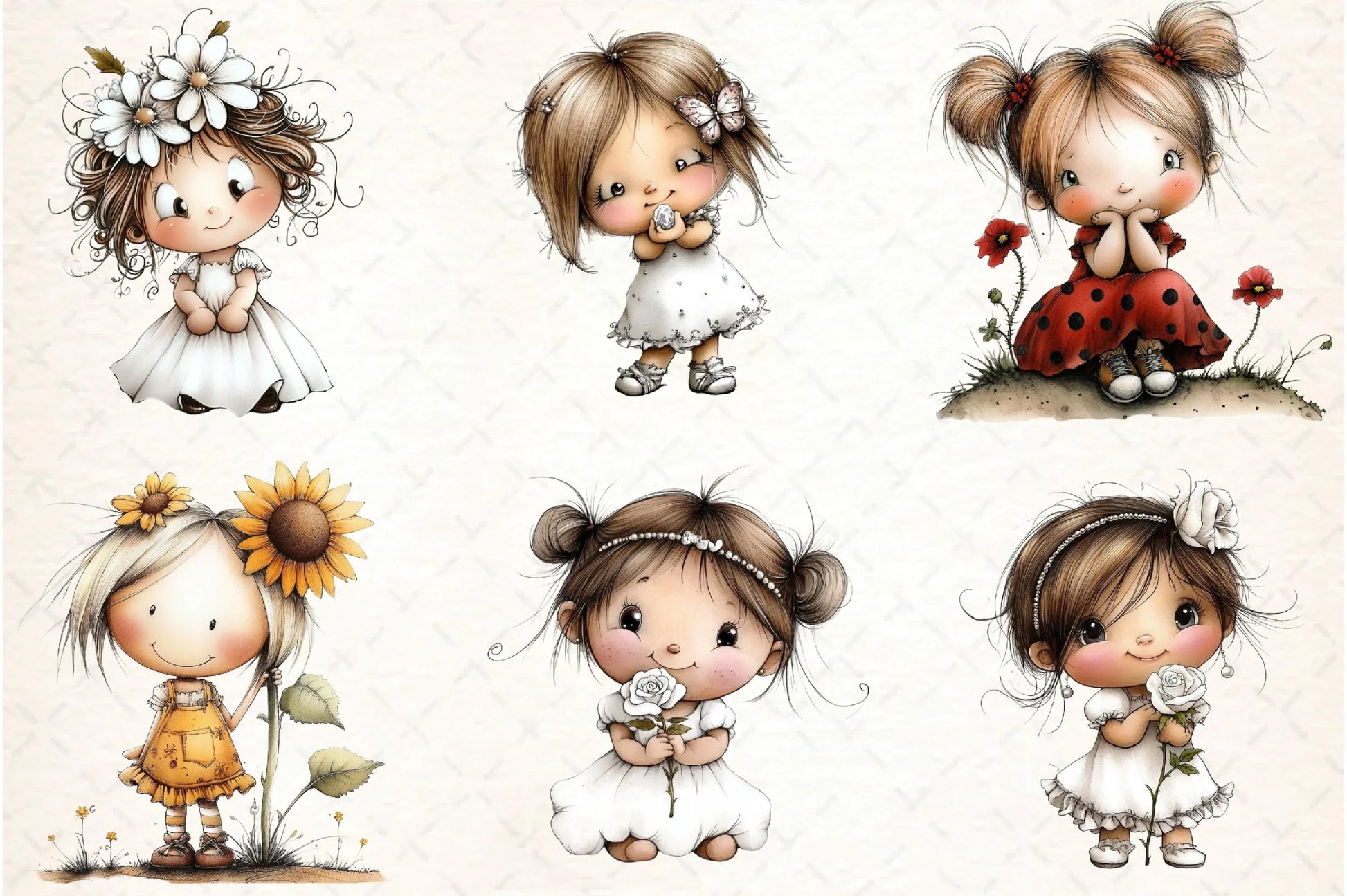 Flowers and Girls Clipart Bundle - CraftNest - Digital Crafting and Art