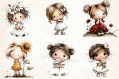 Flowers and Girls Clipart Bundle - CraftNest - Digital Crafting and Art