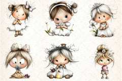Flowers and Girls Clipart Bundle - CraftNest - Digital Crafting and Art