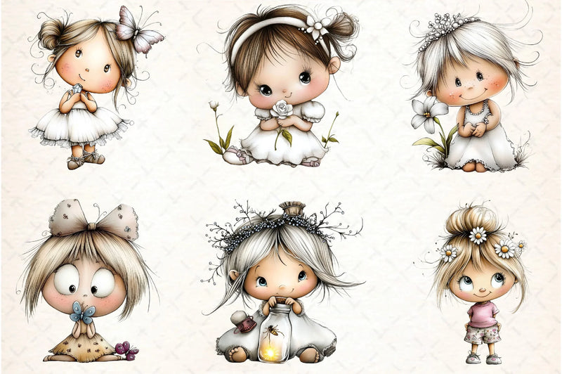 Flowers and Girls Clipart Bundle - CraftNest - Digital Crafting and Art