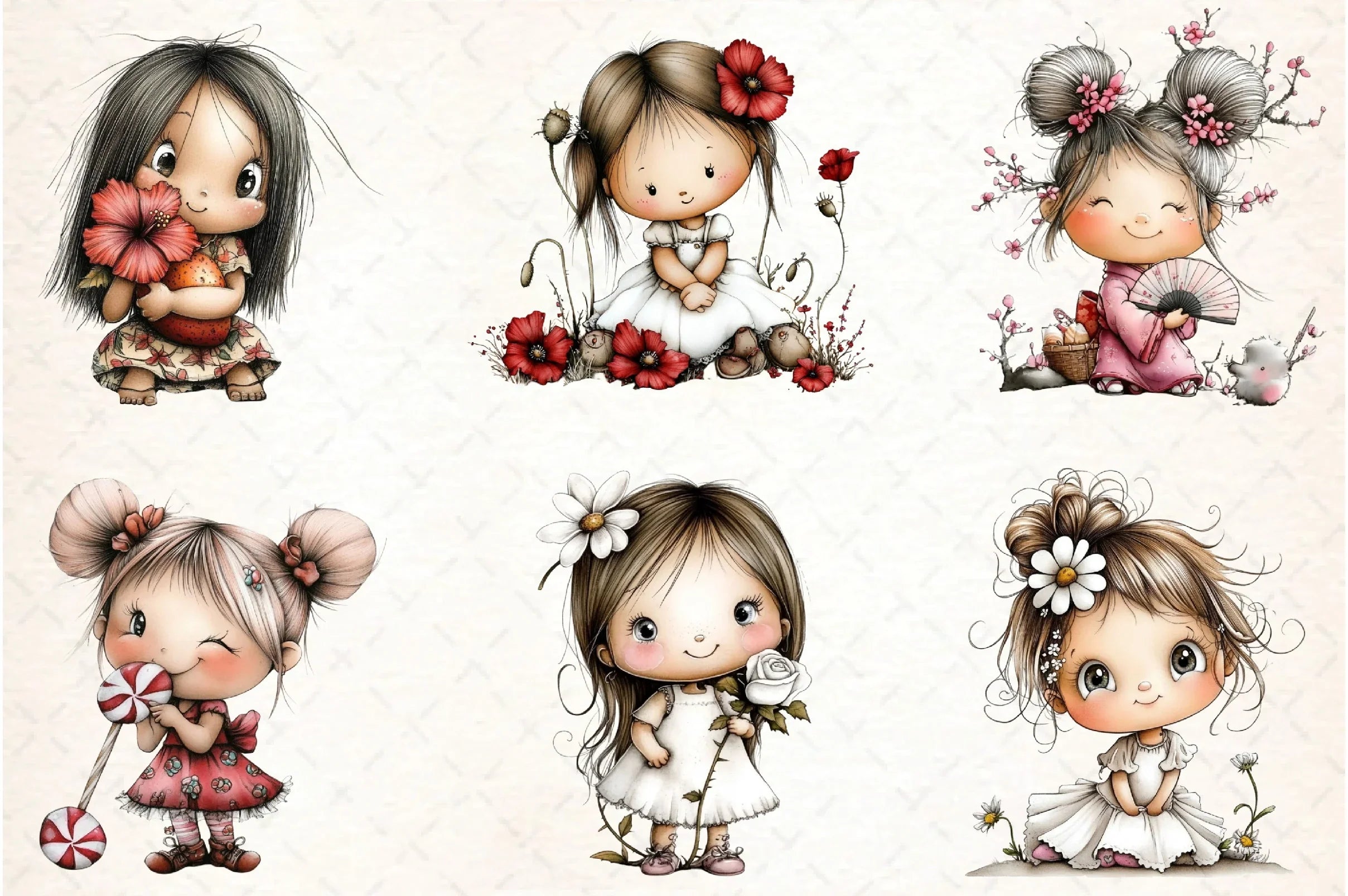 Flowers and Girls Clipart Bundle - CraftNest - Digital Crafting and Art