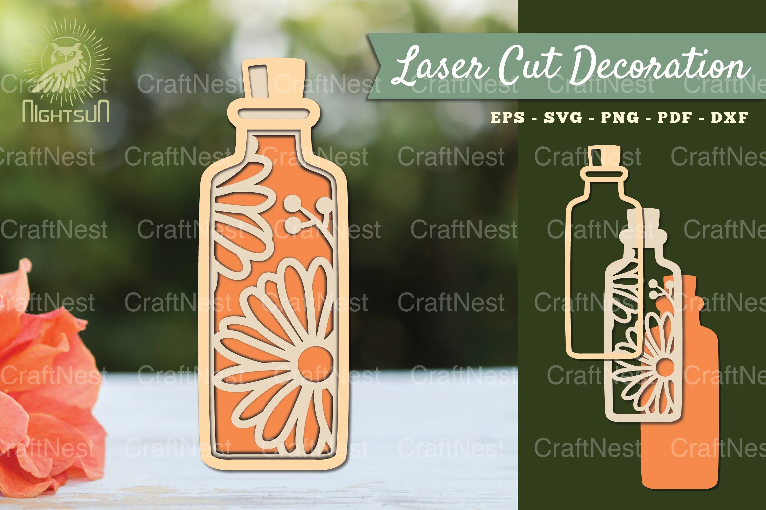 3D Lasercut Flowers in Bottle SVG Bundle - CraftNest - Digital Crafting and Art