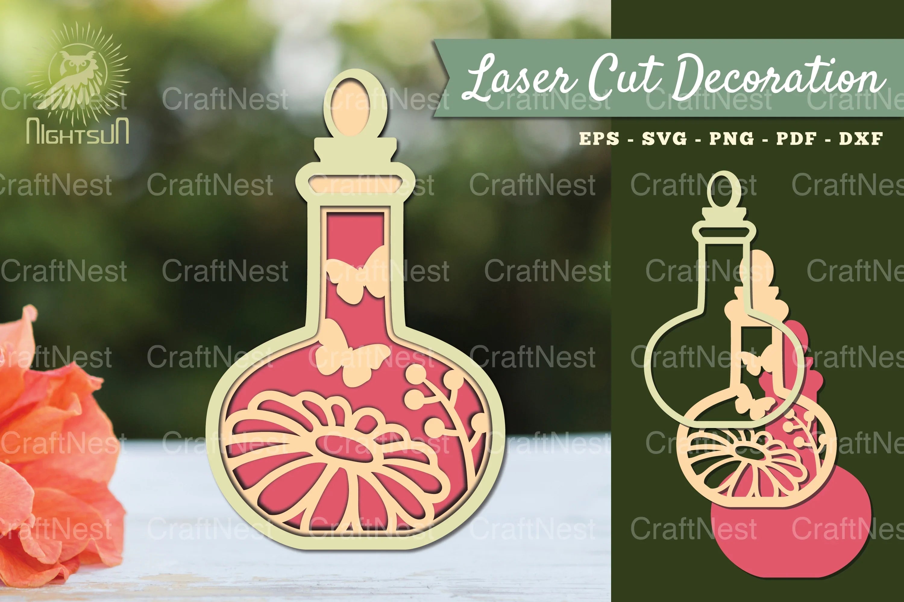 Flowers in Bottle 3D Lasercut SVG Bundle - CraftNest - Digital Crafting and Art