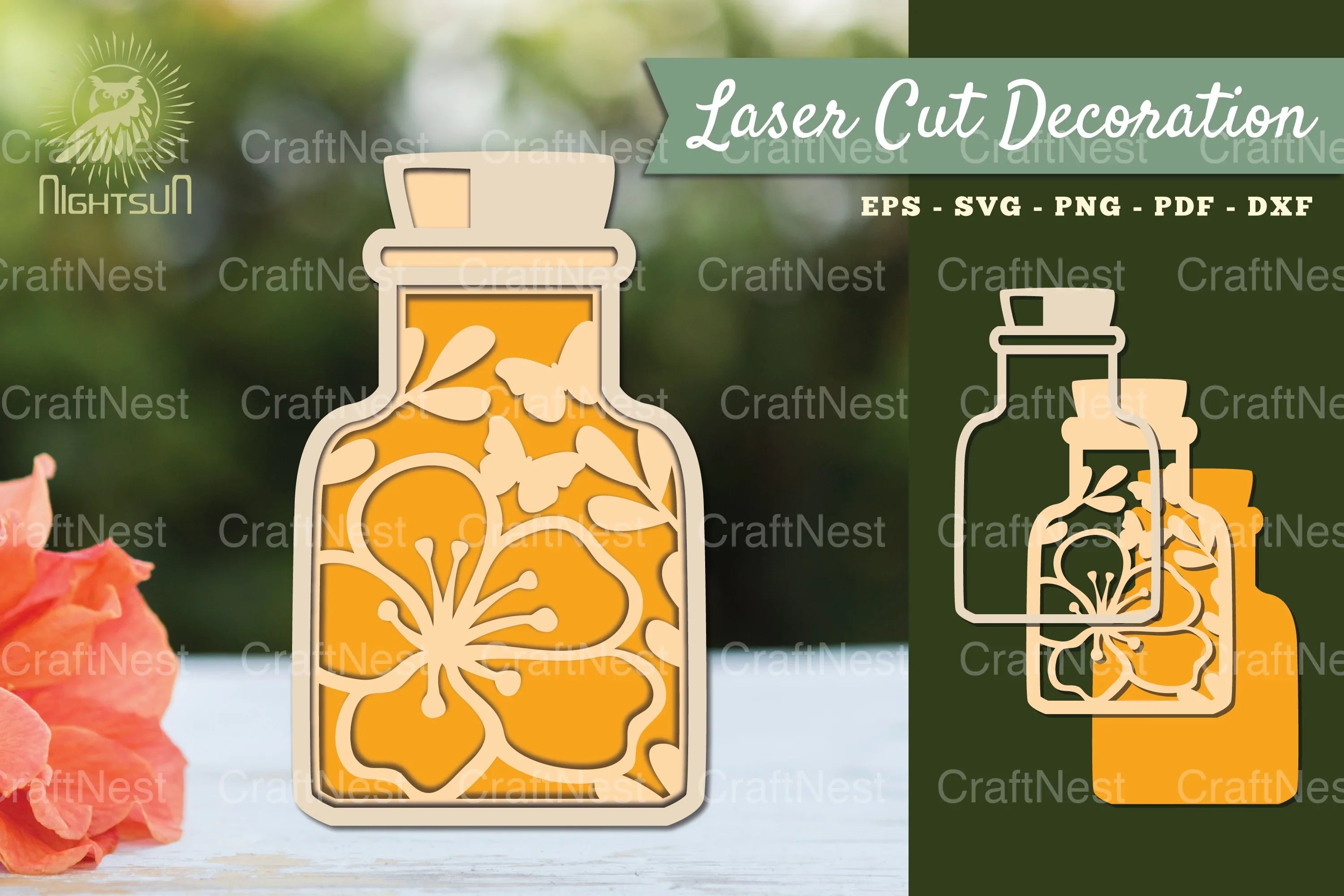 3D Flowers in Bottle Lasercut SVG Bundle - CraftNest - Digital Crafting and Art