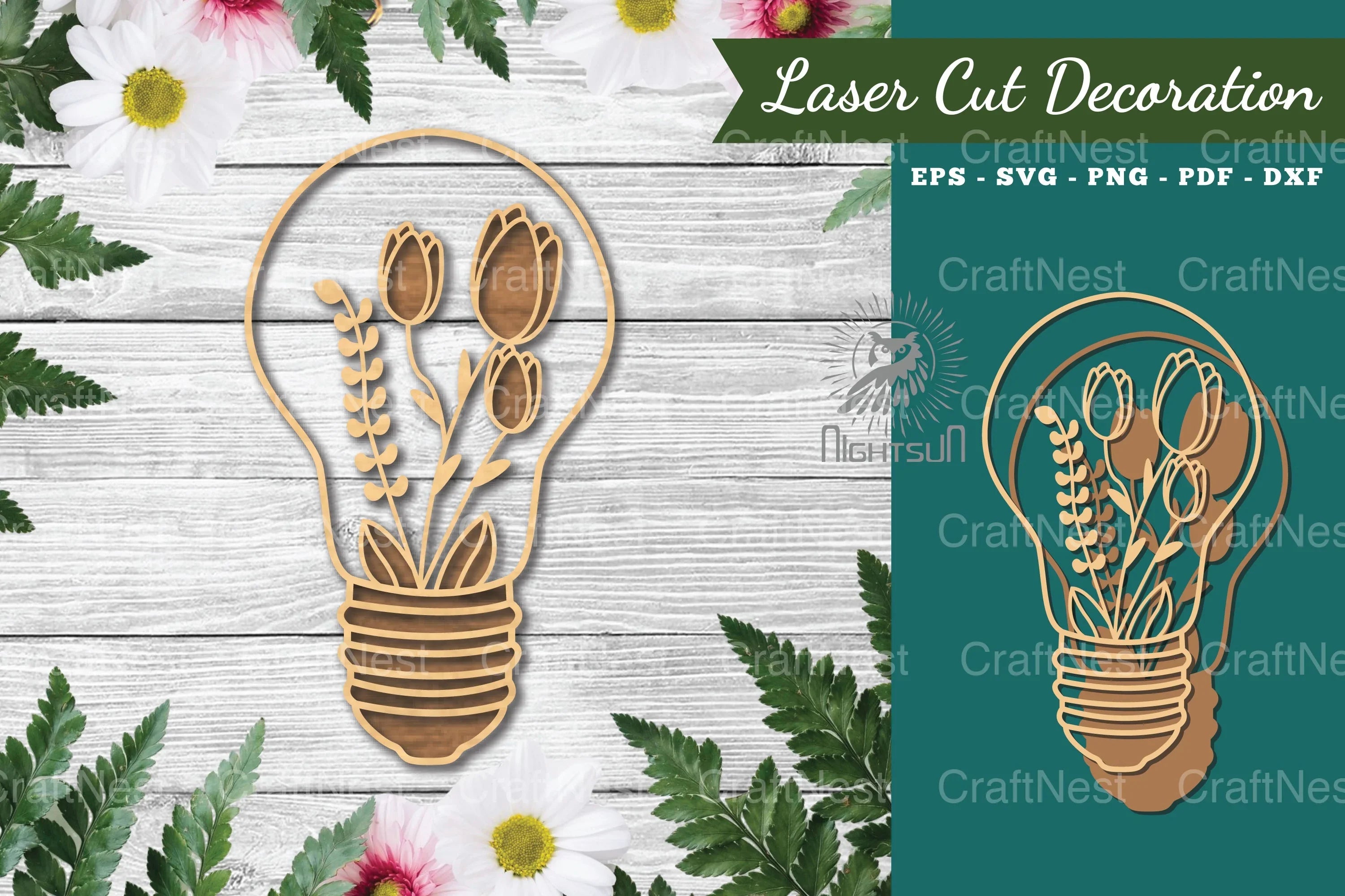 Laser Cut Flower Lamp Decoration Clipart Bundle - CraftNest - Digital Crafting and Art