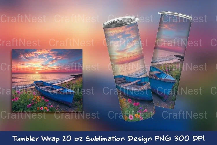 Flowery Beach Tumbler Wrap - CraftNest - Digital Crafting and Art