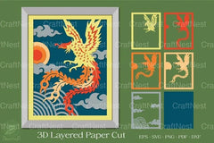 Flying Phoenix 3D Layered Papercut Shadow Box Clipart Bundle - CraftNest - Digital Crafting and Art