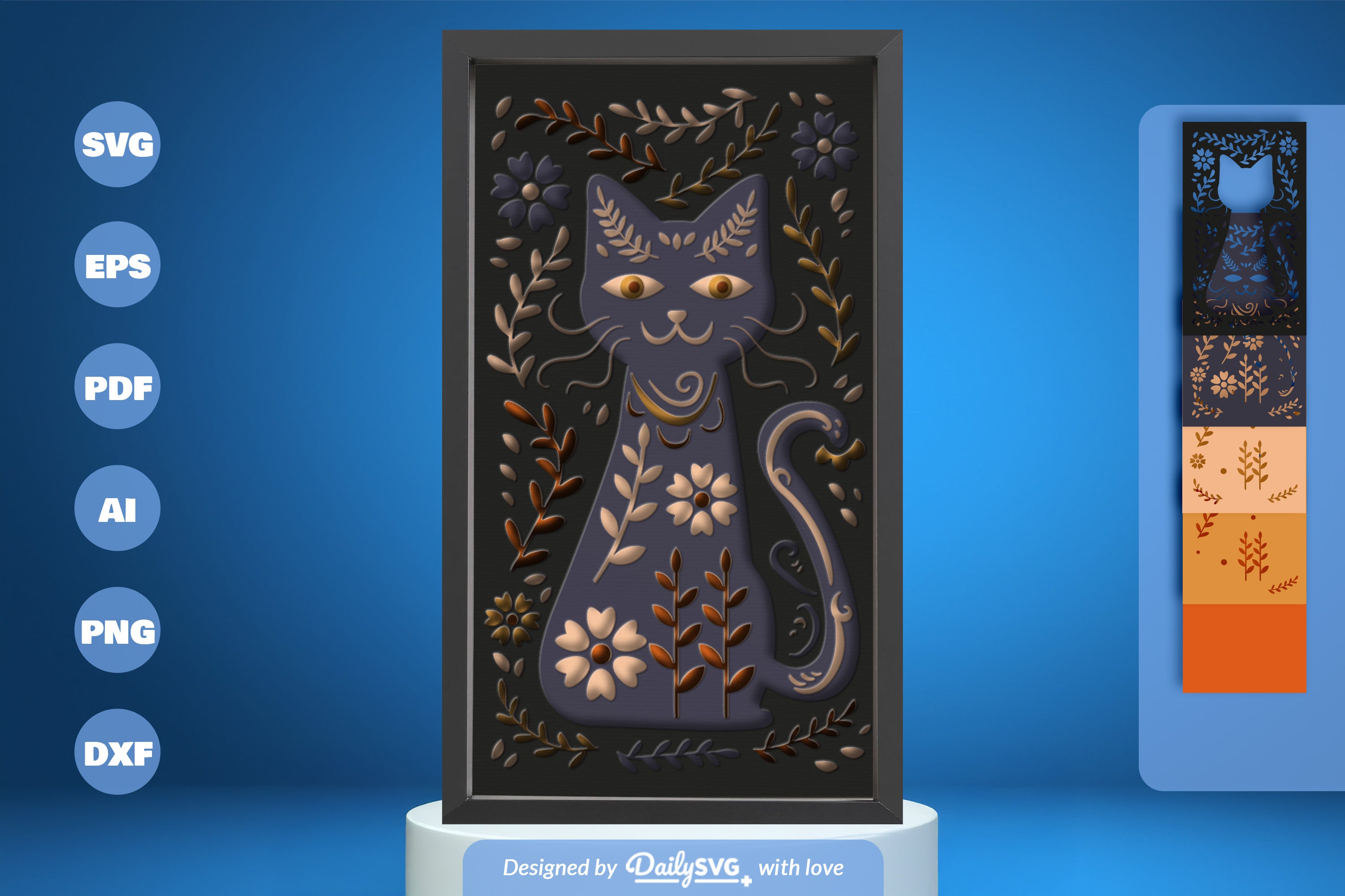 Folk Art Cat Papercut SVG Bundle