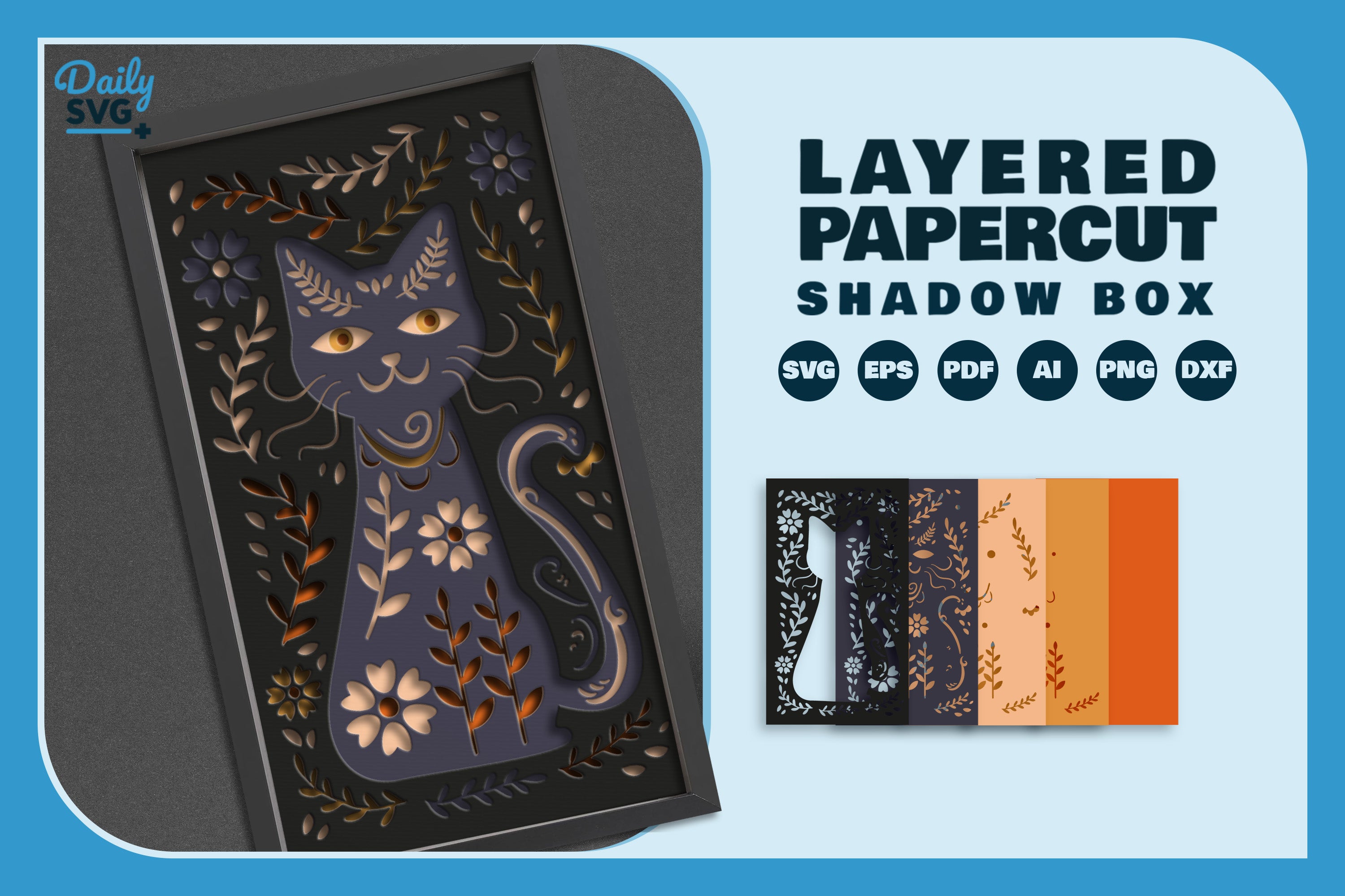 Folk Art Cat Papercut SVG Bundle