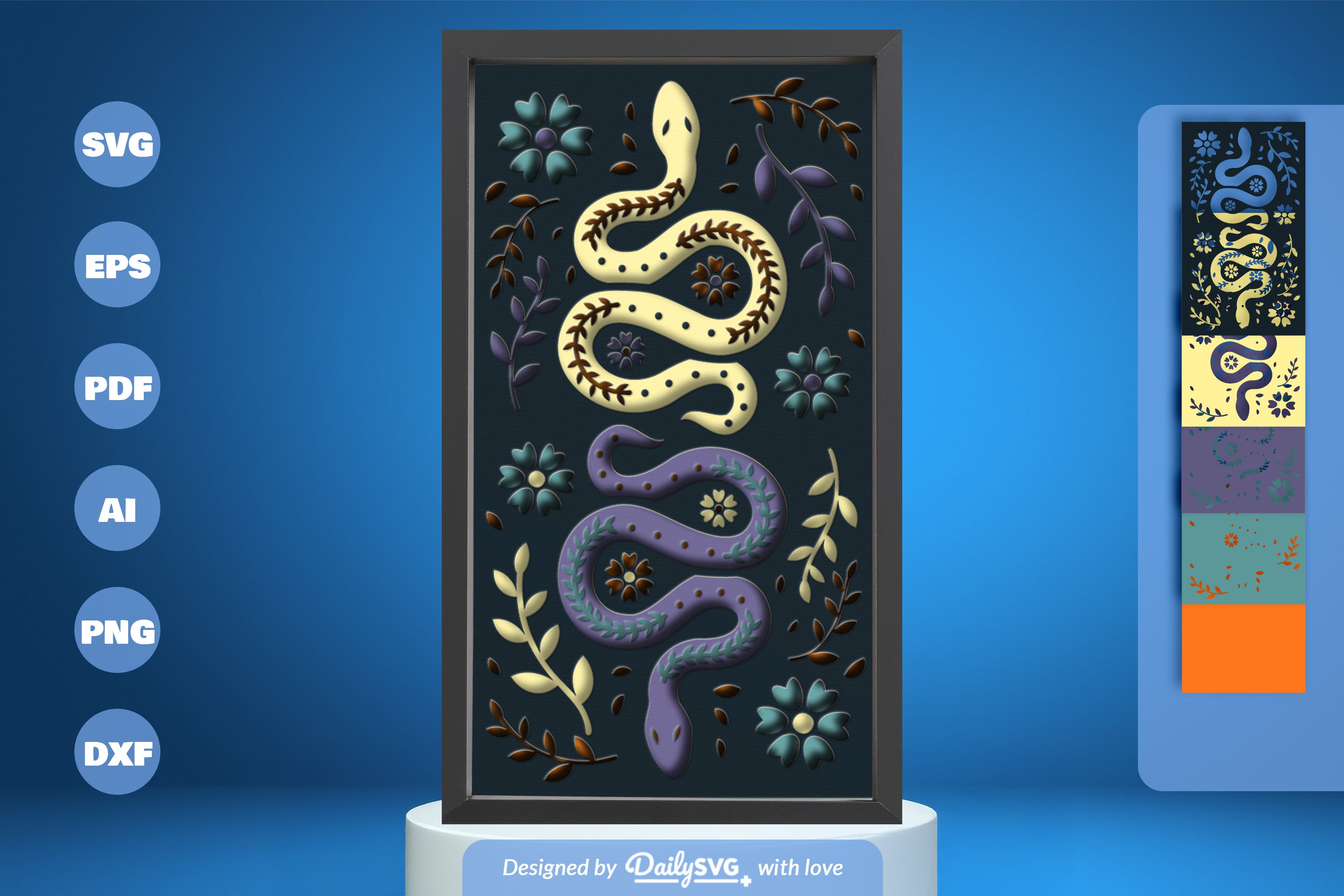 Folk Art Snake Papercut SVG Bundle