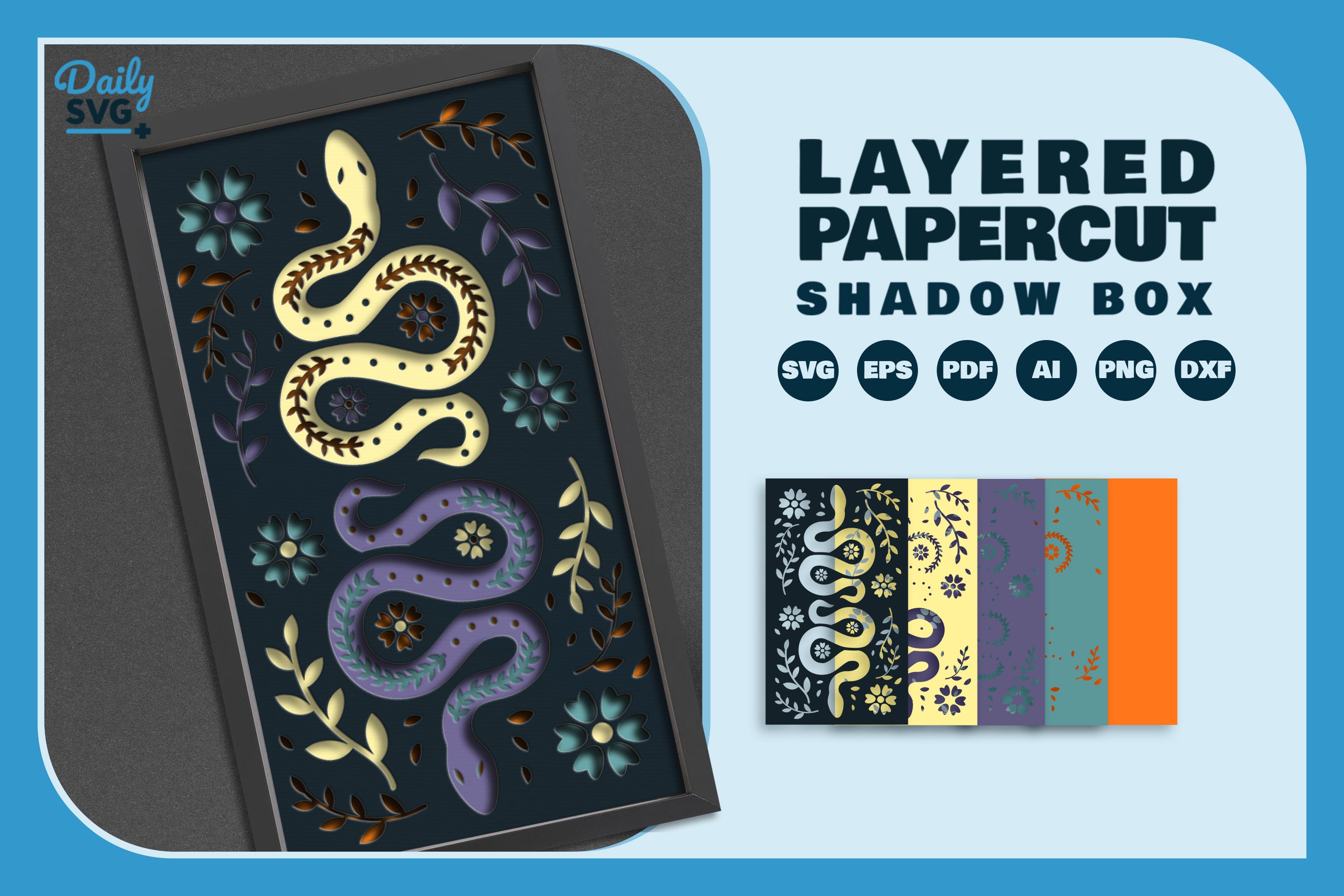 Folk Art Snake Papercut SVG Bundle