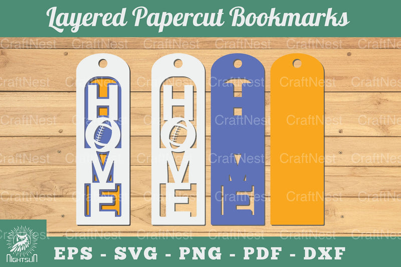 Football Home 3D Papercut Bookmarks Clipart Bundle - CraftNest - Digital Crafting and Art