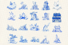 Forest Study Blue Ink Illustration Clipart Bundle - CraftNest - Digital Crafting and Art