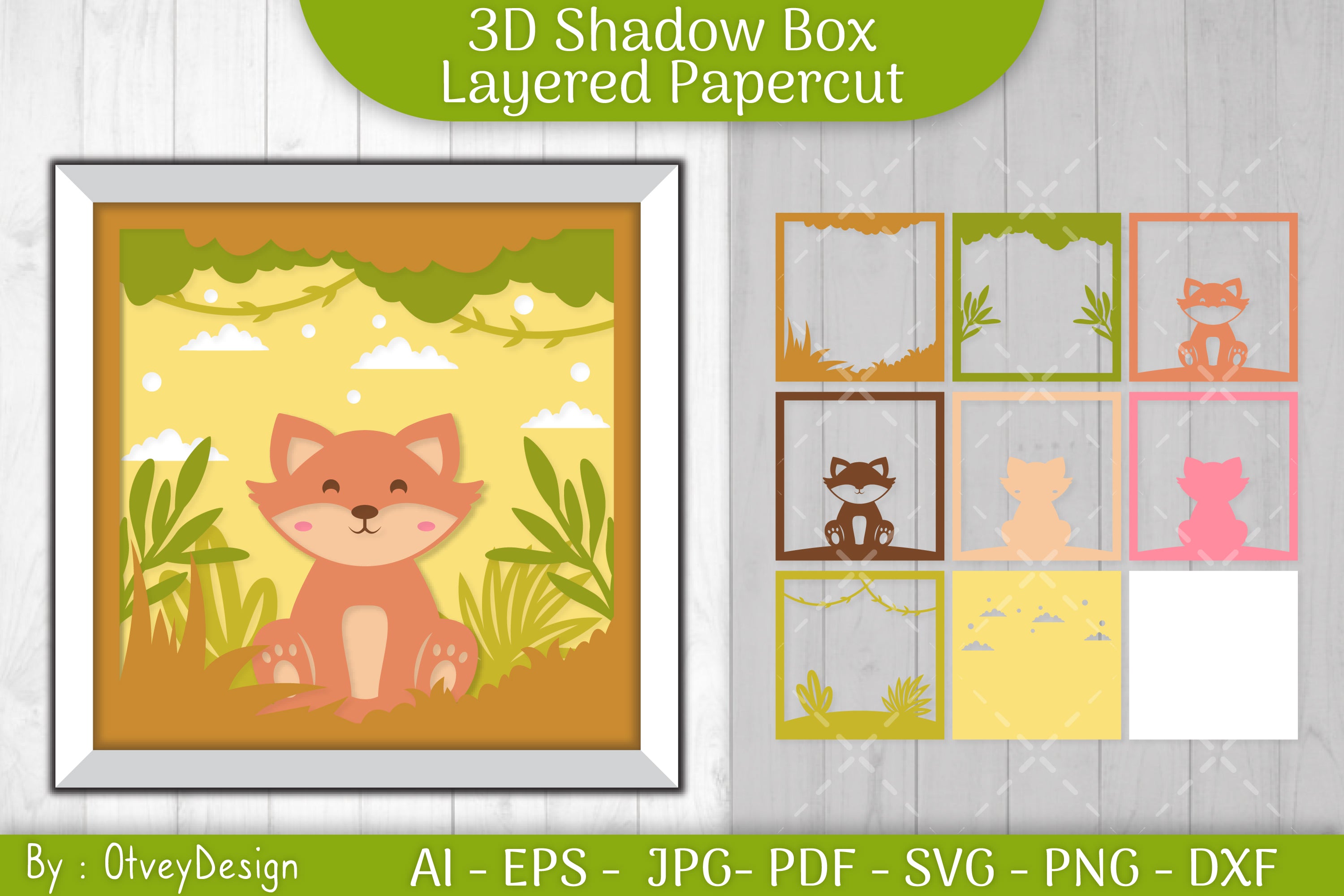 Fox Animals Shadow Box Layered Papercut SVG Bundle