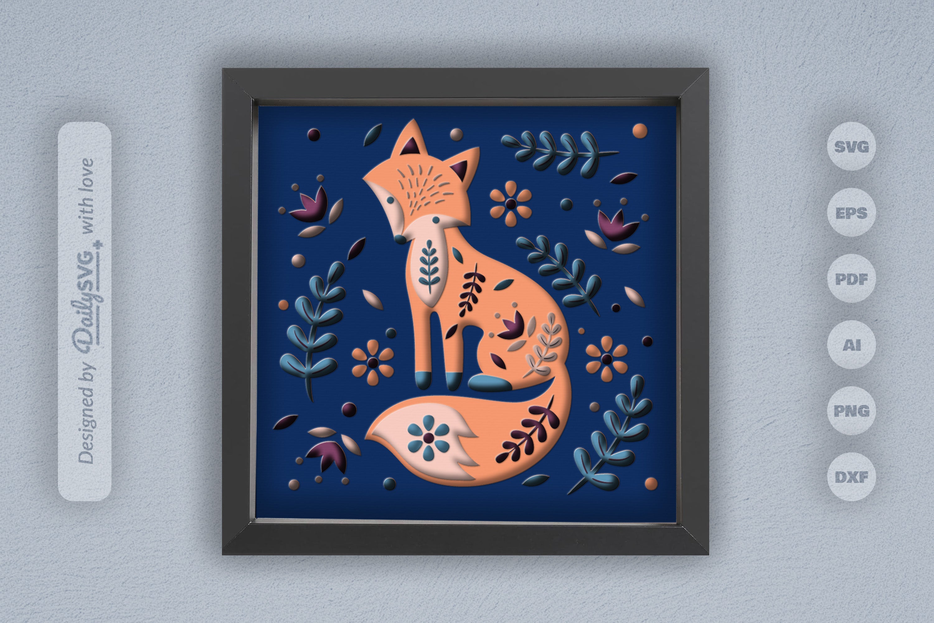 Fox Folk Art Papercut SVG Bundle