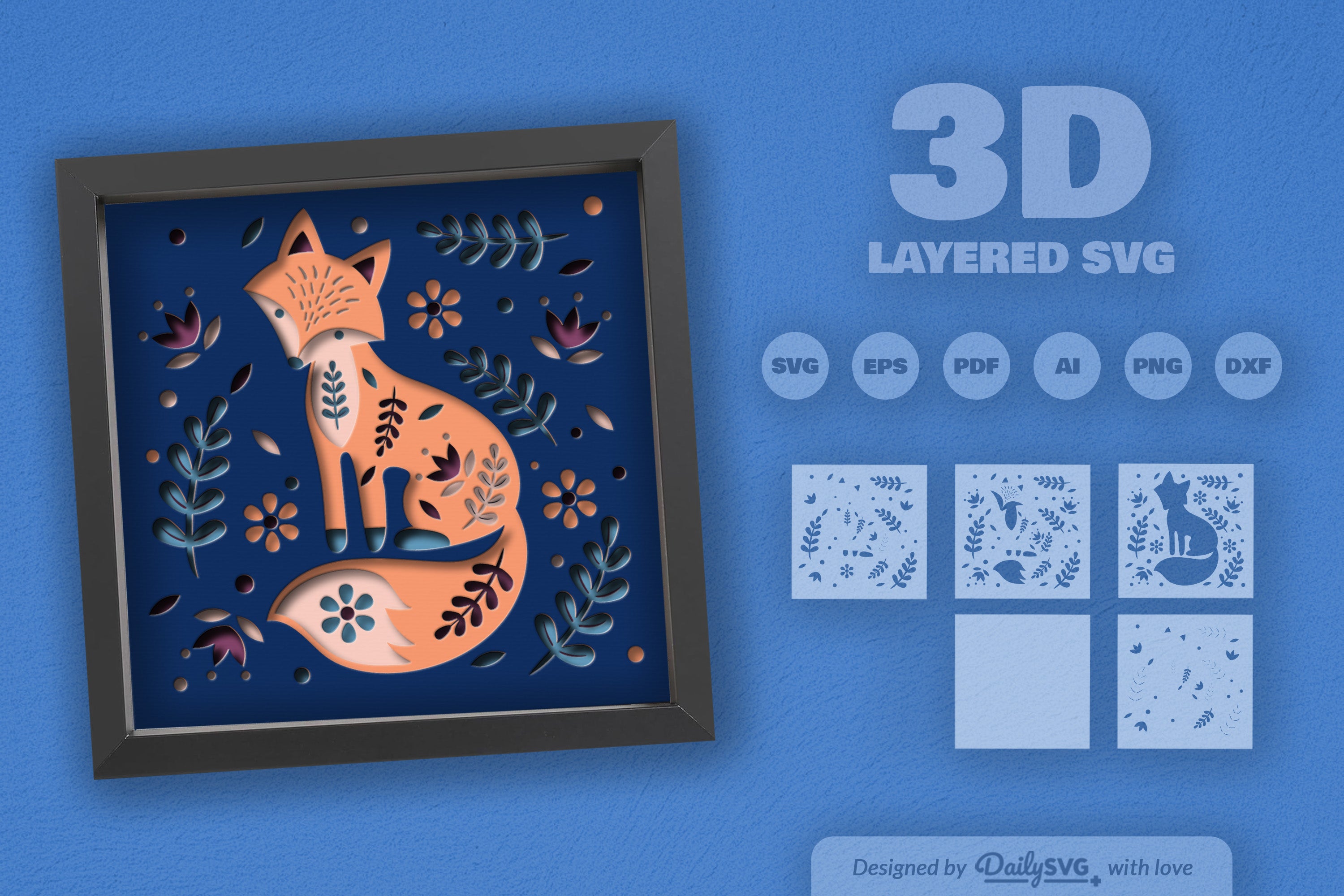 Fox Folk Art Papercut SVG Bundle