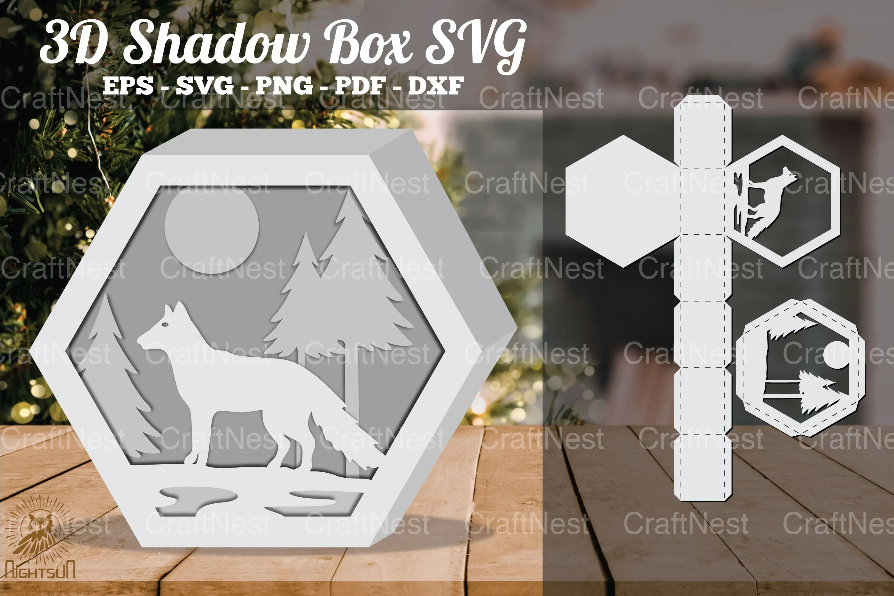 Fox in Forest 3D Shadow Box SVG Bundle - CraftNest - Digital Crafting and Art