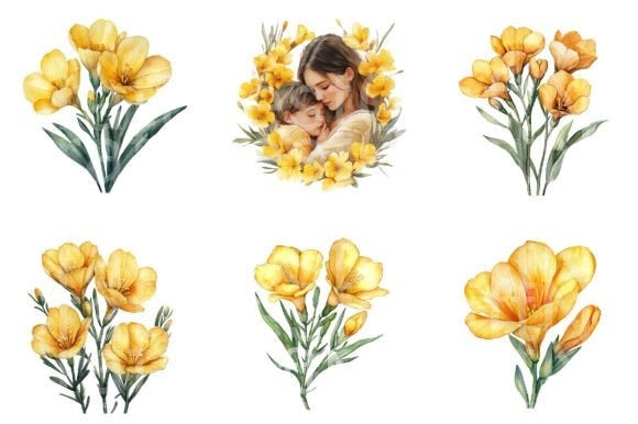 Freesia Mother's Day Clipart Bundle 4 - CraftNest - Digital Crafting and Art